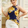 Plus Size Halter Button Keyhole Design Cami