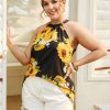 Plus Size Halter Button Keyhole Design Cami - Image 2