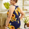 Plus Size Halter Button Keyhole Design Cami - Image 3