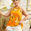 Plus Size Halter Button Keyhole Design Cami - Image 6