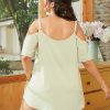 Plus Size Patchwork Backless Cold Shoulder Blouse - Image 4
