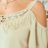 Plus Size Patchwork Backless Cold Shoulder Blouse - Image 5