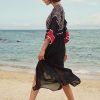 Stitch Deep V-neck Double Slit See Through Sheer Dress - Image 4