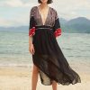 Stitch Deep V-neck Double Slit See Through Sheer Dress - Image 5