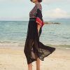 Stitch Deep V-neck Double Slit See Through Sheer Dress - Image 6