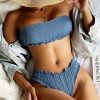 Teal Ruffles Strapless Sexy Swimming Suits