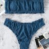Teal Ruffles Strapless Sexy Swimming Suits - Image 2