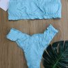 Teal Ruffles Strapless Sexy Swimming Suits - Image 8