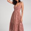 Flower Jacquard Open Back Criss-cross Spaghetti Strap Dress