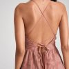 Flower Jacquard Open Back Criss-cross Spaghetti Strap Dress - Image 3