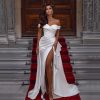 Modern Satin High Split Wedding Party Dress