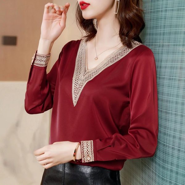 Fashion Silk Casual V-Neck Tops