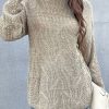 High Collar Long Sleeves Oversized Polyester Sweaters - Image 3