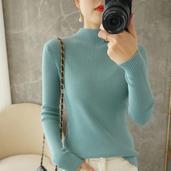 Pullovers Casual Half turtleneck Long Sleeve Sweater - Image 2