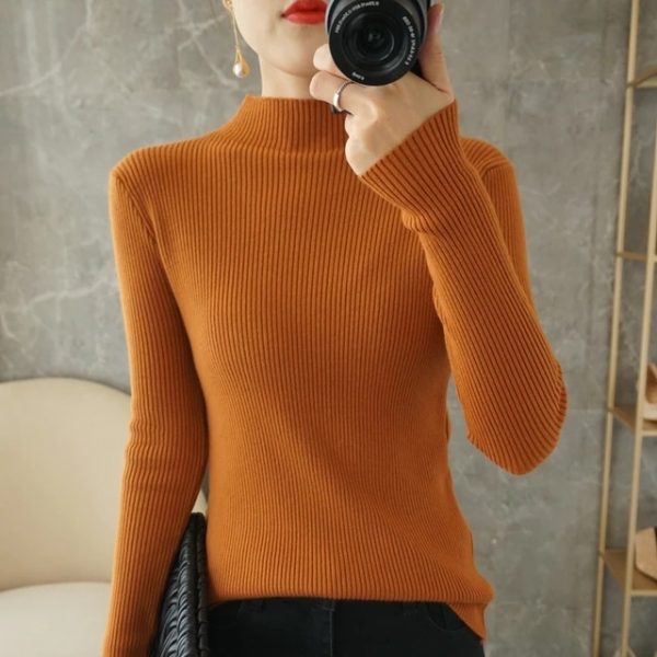 Pullovers Casual Half turtleneck Long Sleeve Sweater - Image 7