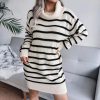 Striped Long Sleeve Turtleneck Belt Sweater Mini Dress - Image 3