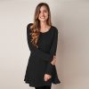 Elegant Long-Sleeved Round Neck Solid Color Knitted Dress - Image 3