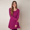 Elegant Long-Sleeved Round Neck Solid Color Knitted Dress - Image 4
