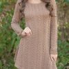 Elegant Long-Sleeved Round Neck Solid Color Knitted Dress - Image 6