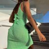 Elegant V-neck Backless Side-slit Knitted Sleeveless Dress - Image 3