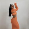 Solid Color Camisole And Long Sleeve Dress Two Piece Set - Image 7