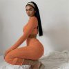 Solid Color Camisole And Long Sleeve Dress Two Piece Set - Image 8