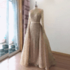 Long Sleeves Sequin Glitter Detachable Evening Night Party Dress - Image 3