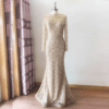 Long Sleeves Sequin Glitter Detachable Evening Night Party Dress - Image 5