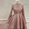 Elegant A-Line High Neck Long Sleeves Evening Party Dress - Image 10