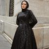Elegant A-Line High Neck Long Sleeves Evening Party Dress - Image 3
