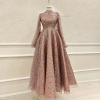 Elegant A-Line High Neck Long Sleeves Evening Party Dress - Image 11