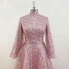 Elegant A-Line High Neck Long Sleeves Evening Party Dress - Image 7