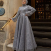Elegant A-Line High Neck Long Sleeves Evening Party Dress - Image 4