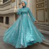 Elegant A-Line High Neck Long Sleeves Evening Party Dress