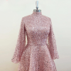 Elegant A-Line High Neck Long Sleeves Evening Party Dress - Image 8