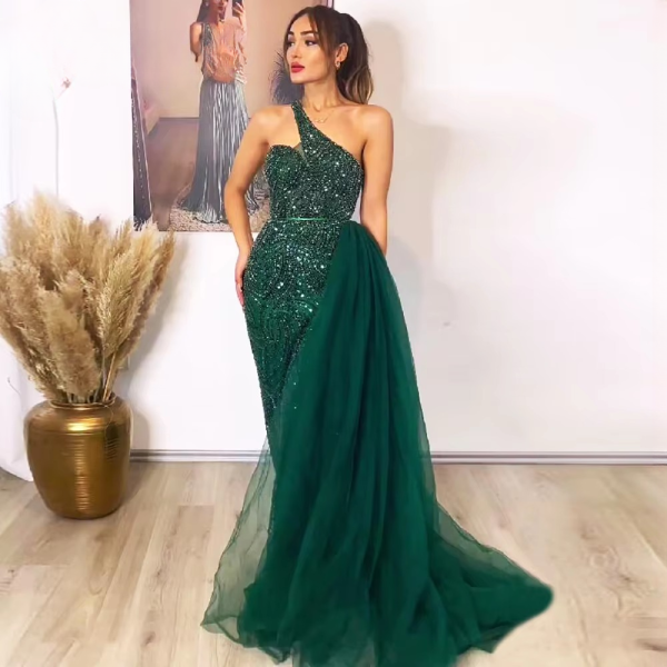 Elegant One Shoulder Elegant Mermaid Evening Party Dress