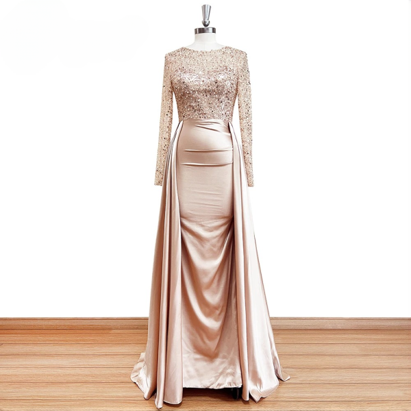 Elegant Sequin Mermaid Satin Floor-Length Evening Party Dress - Image 4