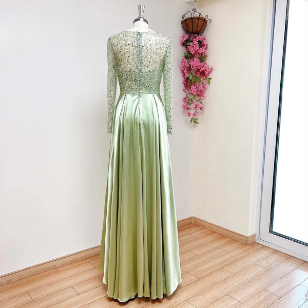 Elegant Sequin Mermaid Satin Floor-Length Evening Party Dress - Image 9