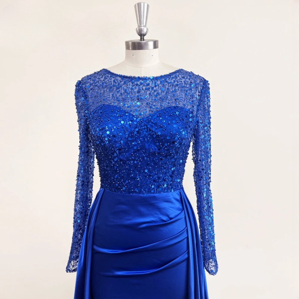 Elegant Sequin Mermaid Satin Floor-Length Evening Party Dress - Image 13