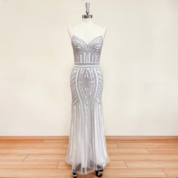 Elegant Spaghetti Strap Diamond Mermaid Glitter Party Prom Dress - Image 21