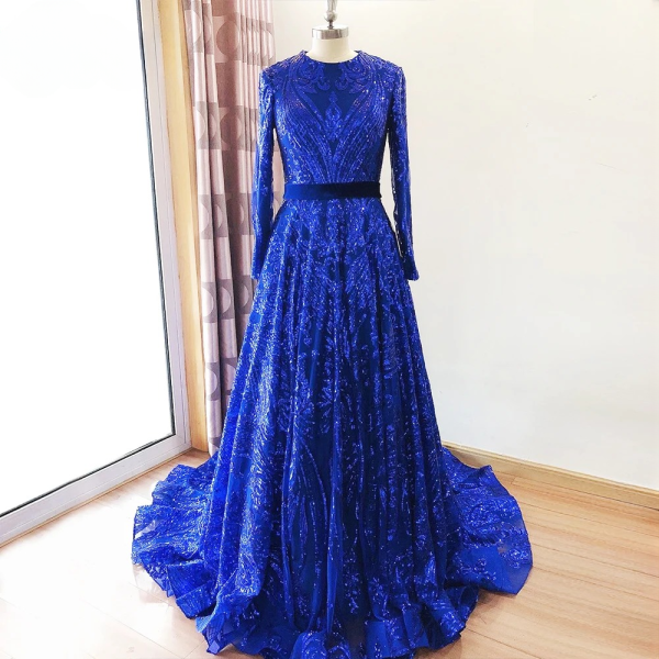 Elegant Vintage A-Line Long Sleeves Evening Party Dress