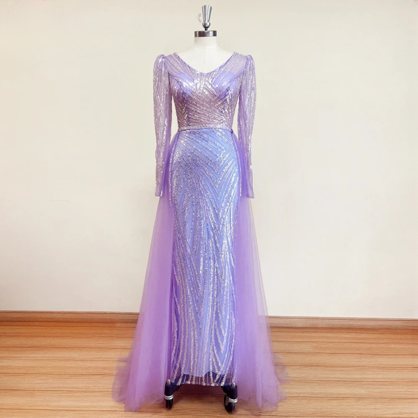 Elegant With Detachable Mermaid Bead Evening Dress - Image 6