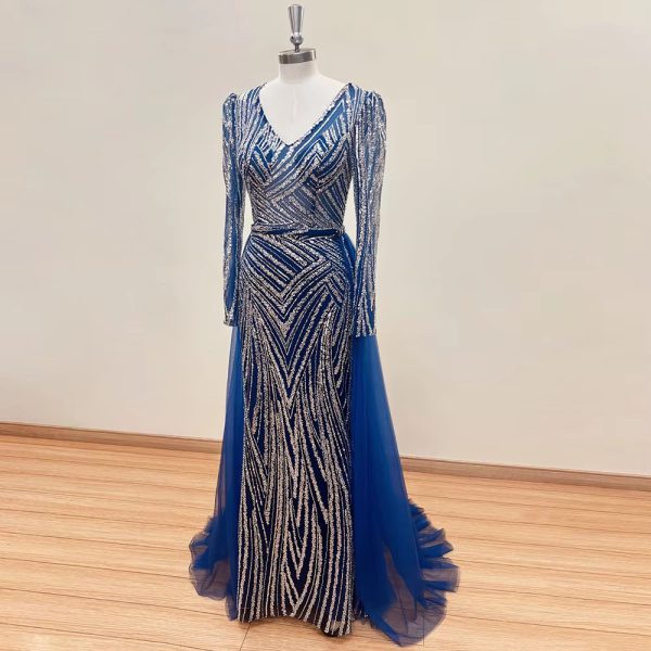 Elegant With Detachable Mermaid Bead Evening Dress - Image 2