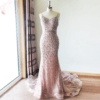 Luxury Beads Spaghetti Strap V Neck Mermaid Formal Evening Prom Wedding Party Gowns - Image 2