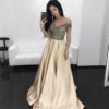 Luxury Diamond Crystal Off Shoulder A-Line Wedding Prom Dress for Women