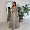 Luxury Full Lace Crystal Wedding Party Maxi Dresses