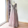 Luxury Full Lace Crystal Wedding Party Maxi Dresses - Image 10
