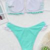 Bandeau Pleated Ruched Bikini Female Swimsuit Women Swimwear Green Patchwork Biquini - Image 4