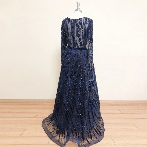 Elegant Luxury Crystal Velvet Mermaid Evening Party Dress - Image 3