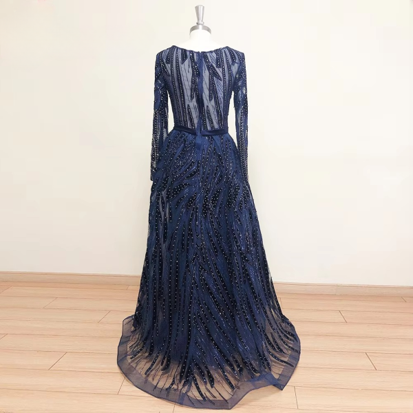 Elegant Luxury Crystal Velvet Mermaid Evening Party Dress - Image 4